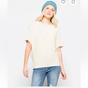 Michael Stars Verna Dolman Soft Cream Knit Short Sleeve Tee